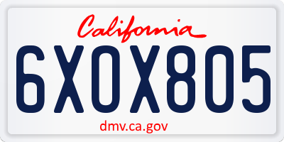 CA license plate 6XOX805