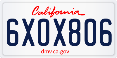 CA license plate 6XOX806