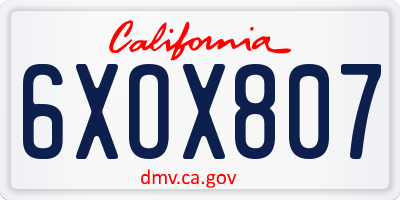 CA license plate 6XOX807