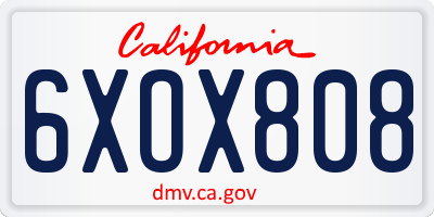 CA license plate 6XOX808