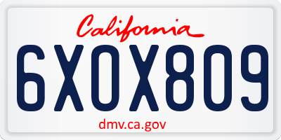 CA license plate 6XOX809