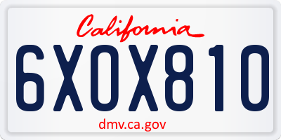 CA license plate 6XOX810