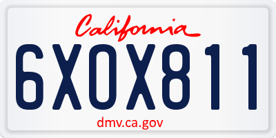 CA license plate 6XOX811