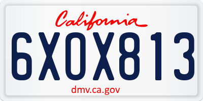 CA license plate 6XOX813
