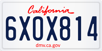 CA license plate 6XOX814