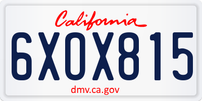 CA license plate 6XOX815