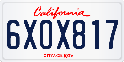 CA license plate 6XOX817