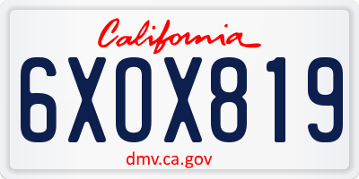 CA license plate 6XOX819