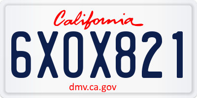 CA license plate 6XOX821