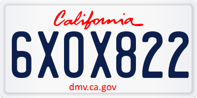 CA license plate 6XOX822