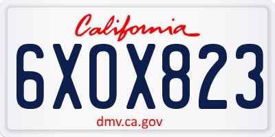 CA license plate 6XOX823