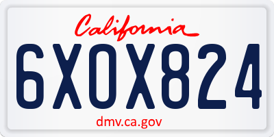 CA license plate 6XOX824