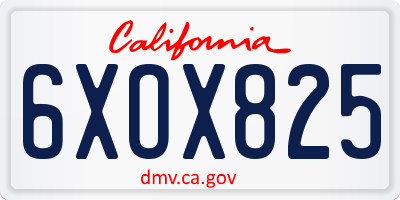 CA license plate 6XOX825