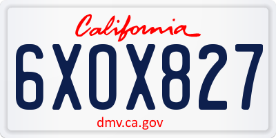CA license plate 6XOX827