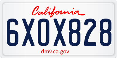 CA license plate 6XOX828
