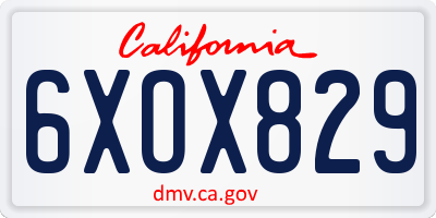 CA license plate 6XOX829