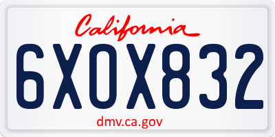 CA license plate 6XOX832