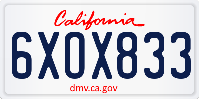 CA license plate 6XOX833