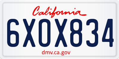 CA license plate 6XOX834