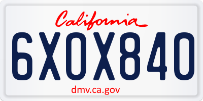 CA license plate 6XOX840