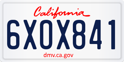CA license plate 6XOX841