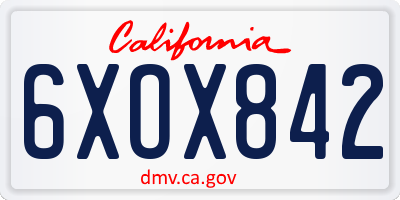 CA license plate 6XOX842