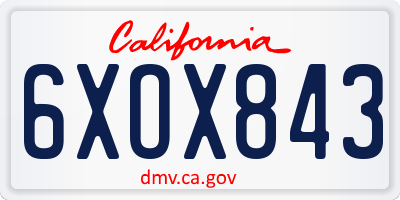 CA license plate 6XOX843