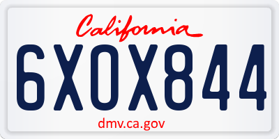 CA license plate 6XOX844
