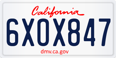 CA license plate 6XOX847