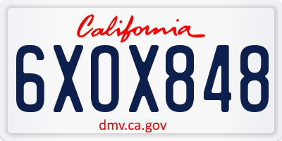 CA license plate 6XOX848