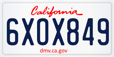 CA license plate 6XOX849
