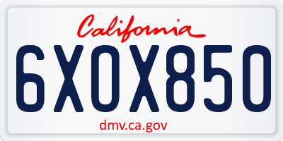 CA license plate 6XOX850