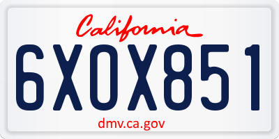 CA license plate 6XOX851