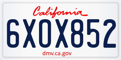 CA license plate 6XOX852