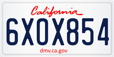 CA license plate 6XOX854