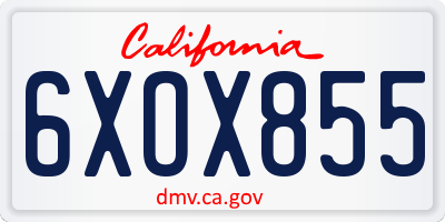 CA license plate 6XOX855
