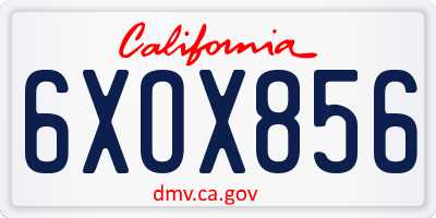 CA license plate 6XOX856