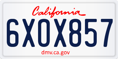 CA license plate 6XOX857