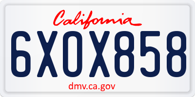 CA license plate 6XOX858
