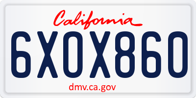 CA license plate 6XOX860
