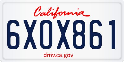 CA license plate 6XOX861