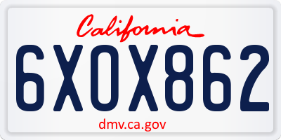 CA license plate 6XOX862