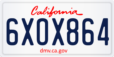CA license plate 6XOX864