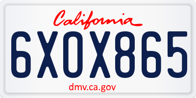 CA license plate 6XOX865