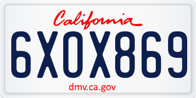CA license plate 6XOX869