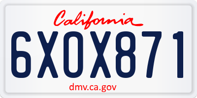 CA license plate 6XOX871