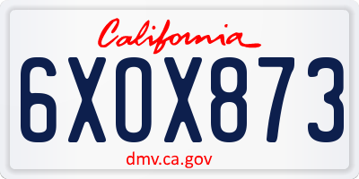 CA license plate 6XOX873