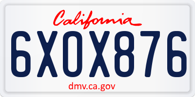 CA license plate 6XOX876