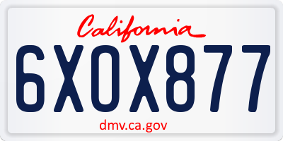 CA license plate 6XOX877
