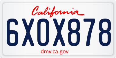 CA license plate 6XOX878
